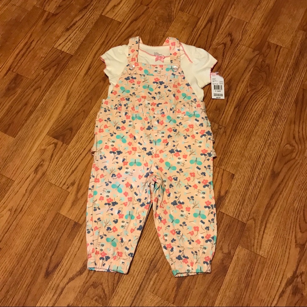 Floral & Butterfly  Overalls Size 6-9 NWT 💕